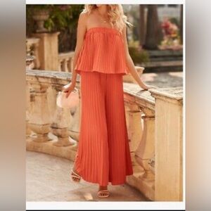 Sincerely Jules Peach embroidered Ruffled Jumpsuit